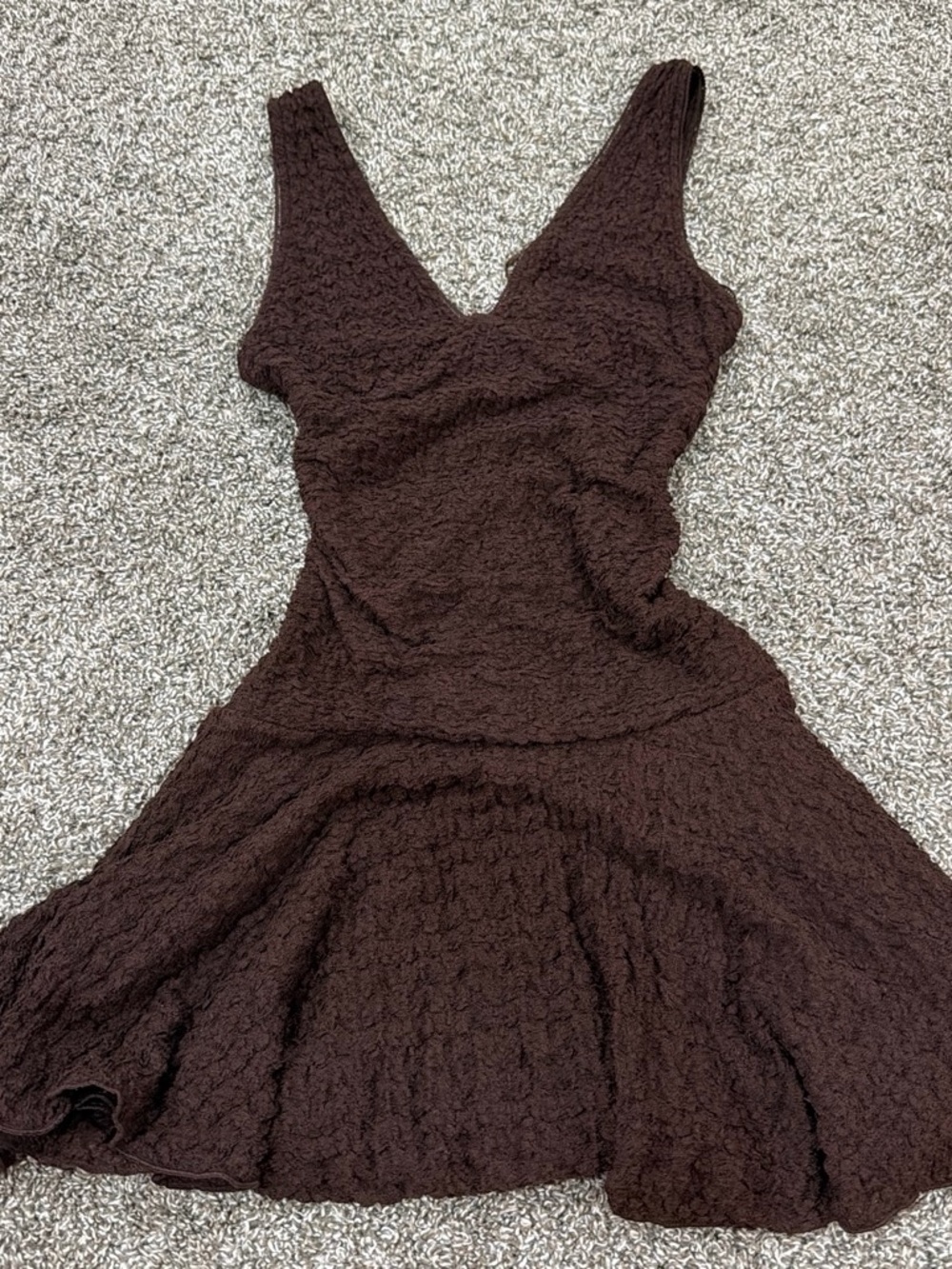 T.J.Maxx Dark Brown Textured Asymmetrical V‑Neck Dress